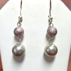 Silver Metal Bead Earrings